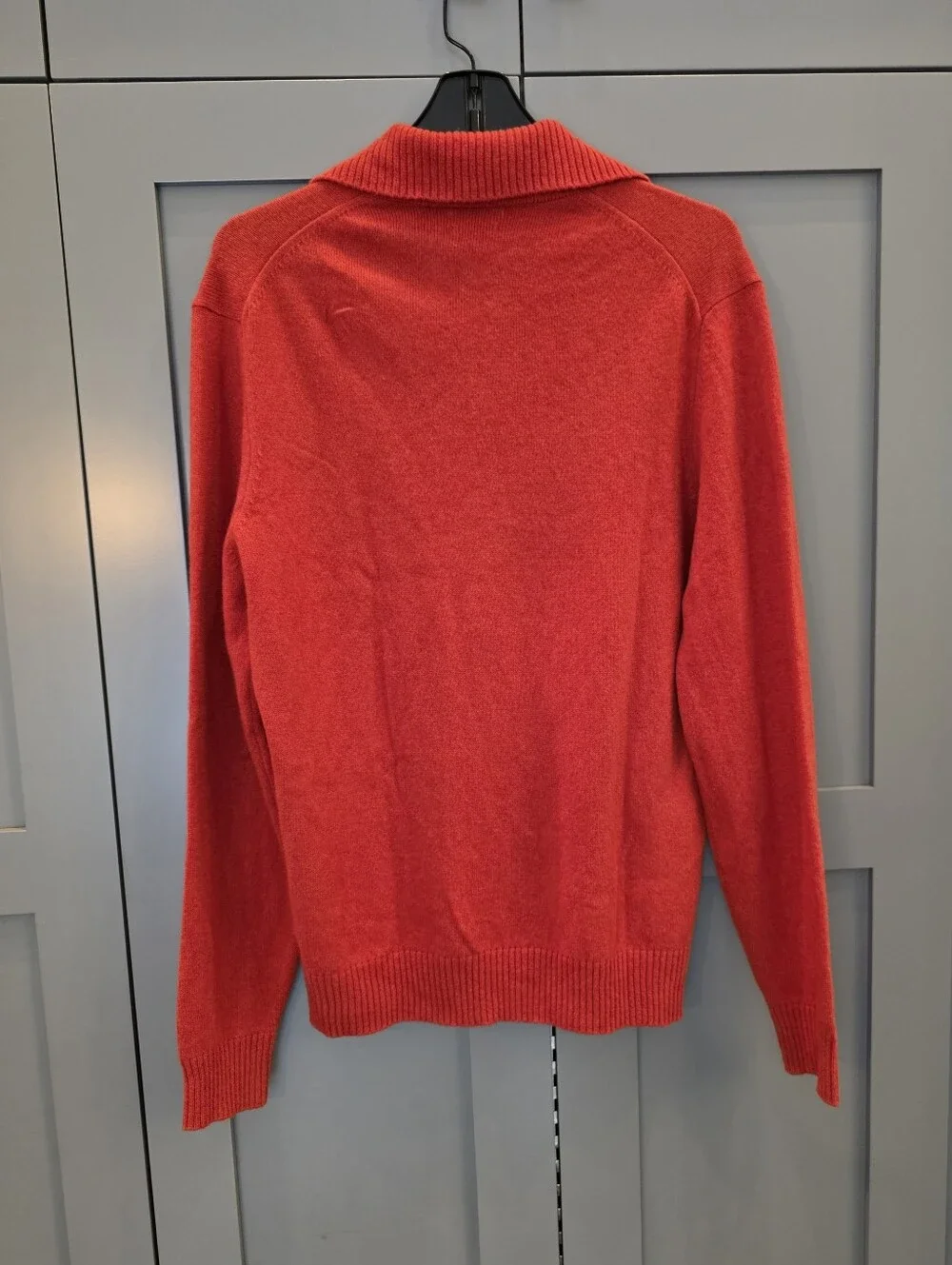 MASSIMO DUTTI Pumpkin Orange Button Collared Polo Sweater Size M Wool Cashmere